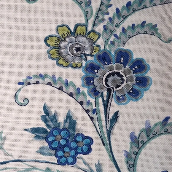 Aerin for Lee Jofa Fabrics - Cerulean and Green Floral Fabric - Picture 2 of 4
